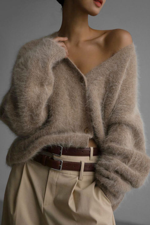 'Daria' Fuzzy Knit Button Down Cardigan - Celes Fashion